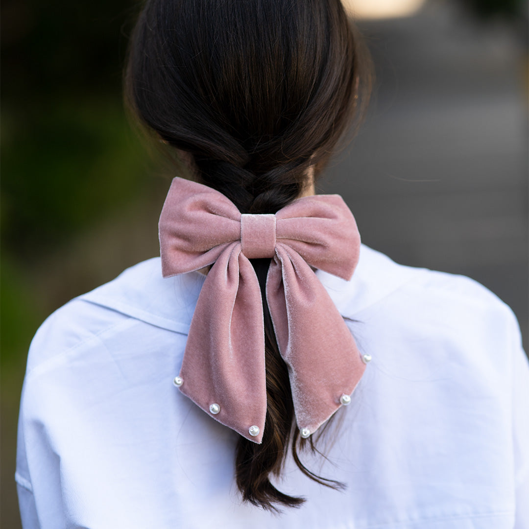 Moño - Large Pink Bow / pearls