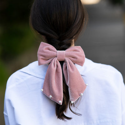 Moño - Large Pink Bow / pearls